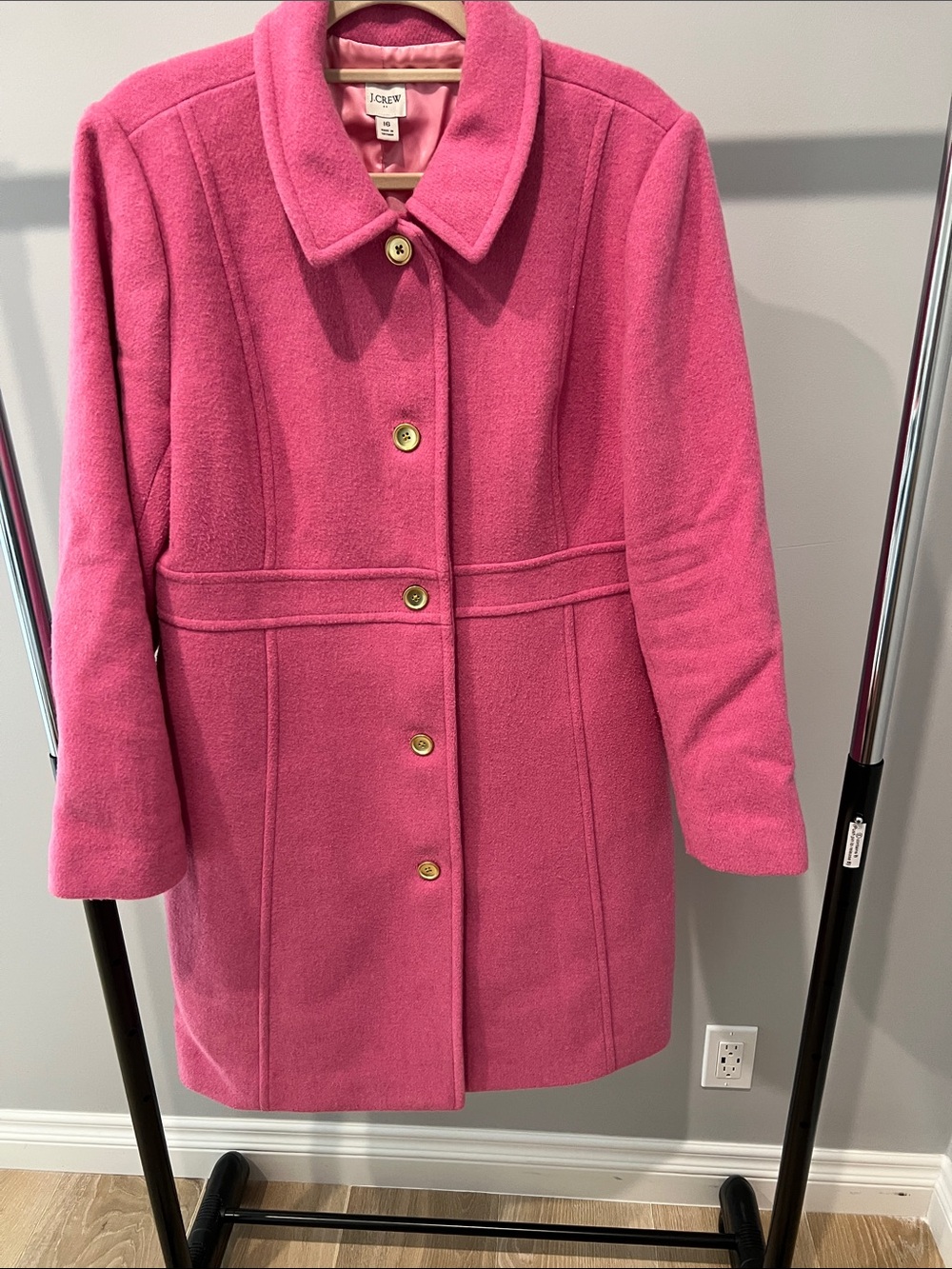 J. Crew Pink Wool-Blend Single-Breasted Pea Coat